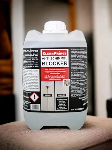 CleanPrince Anti-Schimmel-Blocker 5L - Spezialputzmittel zur Untergrundsanierung, stoppt nachhaltig Schimmel- und Pilzbefall für verschiedene Oberflächen. Ideal für ein gesundes Raumklima.