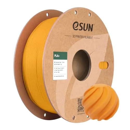 eSUN PLA+ Filament 1.75mm, 3D Drucker Filament PLA Plus, Maßgenauigkeit +/- 0.03mm, 1kg Spule (2.2 LBS) 3D Druck Filament für 3D Drucker, Dunkel Gelb