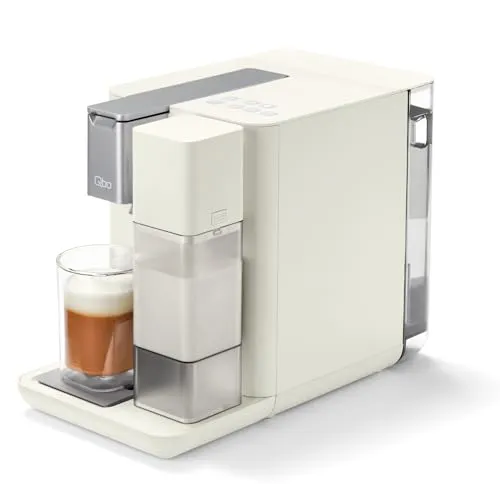Tchibo Qbo MILK MASTER Premium Kapselmaschine - 1-Tassen-Kaffeemaschinen mit patentierter PressBrew Technologie für aromatischen Espresso und cremigen Milchschaum, abnehmbarer 300ml Milchtank und individuelle Abschaltautomatik für umweltbewussten Genuss.