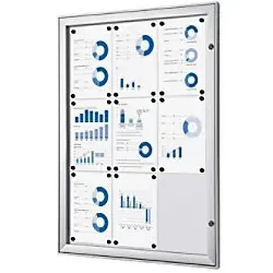 Showdown Displays Hängevitrine SCS - 9x DIN A4 - Aluminium Silber - Hängevitrine für Innen und Außen, abschließbar mit durchsichtiger PS-Frontscheibe und trocken abwischbarer magnetischer Rückwand – ideal für Schulen, Büros oder öffentliche Räume.