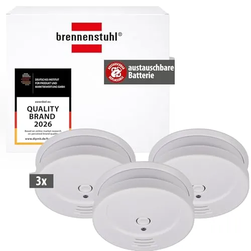 BRE 1290080003 - Rauchmelder 3er Pack - Rauchmelder Set für höchste Sicherheit, fotoelektrisch geprüft nach EN 14604, mit 85 dB Alarm und Testknopf. Ideal für Zuhause oder Büros.