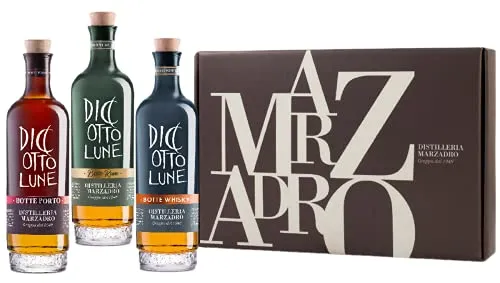 Marzadro Geschenkset Riserve Grappa Diciotto Lune - Grappa Geschenkset mit 3 edlen Sorten (Botte Porto, Rum & Whisky) – perfekt zum Probieren oder Verschenken für Genießer.