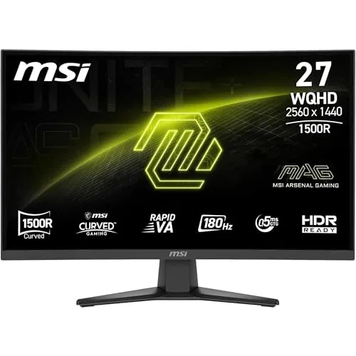 MSI MAG 274QF 27" Gaming Monitor - QHD 180Hz - Erleben Sie flüssiges Gaming mit dem MSI MAG 274QF. Der 27" Rapid IPS Monitor bietet eine QHD-Auflösung, eine Reaktionszeit von nur 0,5 ms und eine Bildwiederholrate von 180 Hz für gestochen scharfe Bilder.