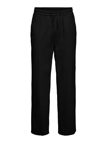 ONLY & SONS ONSSINUS LOOSE Trainingshose - Wanderhosen in modischem Design, aus pflegeleichtem Materialmix mit 75% Baumwolle und 25% Leinen für hohen Tragekomfort und eine lockere Passform.