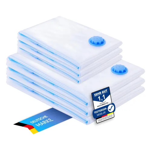 Vakuumbeutel für Kleidung u. Bettdecken 6 Stück in 3x 60x80 cm / 3x 80x100 cm...