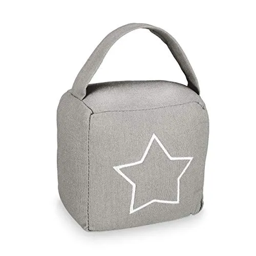 Relaxdays 2 x Türstopper Sack, moderner Türsack in Vintage Design, Boden, Stofftürstopper mit Griff, HBT: 18,5 x 14 x 10 cm, grau
