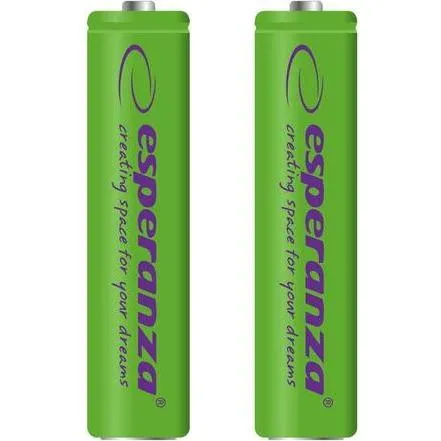 Esperanza WIEDERAUFLAUFBARE BATTERIEN Ni-MH AAA 1000MAH 2PCS. GRÜN (2 Stk., AAA, 1000 mAh) (EZA101G - 5901299923115)