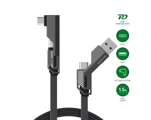 4smarts USB-C Kabel ComboCord Flat Right Angle 240W - 1.5m - Sonstige, flexibles Kabel mit praktischem rechten Winkel für einfaches Anschließen und hohe Ladeleistung von 240W.