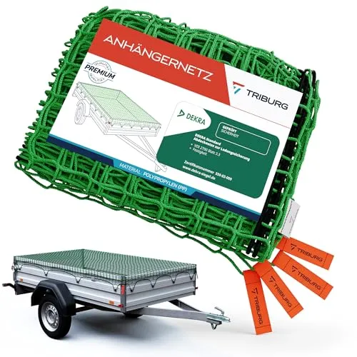 TRIBURG Anhängernetz 2x3,5 mit Eckmarkierungen - Frachtnetz für optimale Ladungssicherung, elastisch und witterungsbeständig. Ideal für professionellen Einsatz und vielseitig einsetzbar.