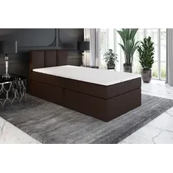 Boxspringbett NASI 80x200 (Links) mit Bettkästen – Schwarz - Komfortables Jugendbett mit praktischen Bettkästen und hochwertiger Bonell-Matratze. Ideal für Schlafzimmer oder Hotels. Handgefertigte Qualität für besten Schlafkomfort.