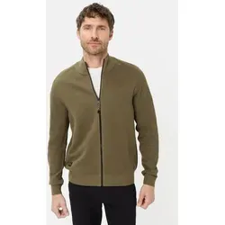 camel active Herren Strickjacke Olivgrün mit Stehkragen - Bequeme Strickjacke aus reiner Baumwolle mit Stehkragen für zusätzlichen Windschutz. Ideal für entspannte Tage im Freien. Regular Fit, erhältlich in XXL.