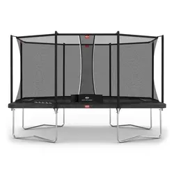 BERG Ultim Favorit Regular 410 Grey mit Sicherheitsnetz - Trampolin für Familien, wartungsarm und langlebig. Mit SoloSpring Federn für hohe Sprünge und einem robusten Sicherheitsnetz für maximale Sicherheit.