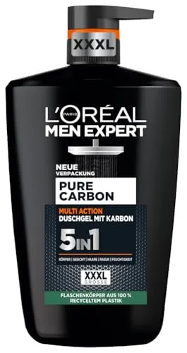 L'Oréal Men Expert XXXL 5in1 Duschgel und Shampoo für Männer - Herren Duschgel & Shampoo mit innovativer Karbonformel für langanhaltende Frische, reinigt Körper, Haare und Gesicht in einem Schritt, ideal nach dem Sport.