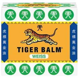 Tiger Balm weiß - Vielseitige Salbe mit pflanzlichen Inhaltsstoffen, ideal zur Unterstützung bei Erkältungsbeschwerden und zur Förderung der Hautdurchblutung bei Muskelverspannungen.