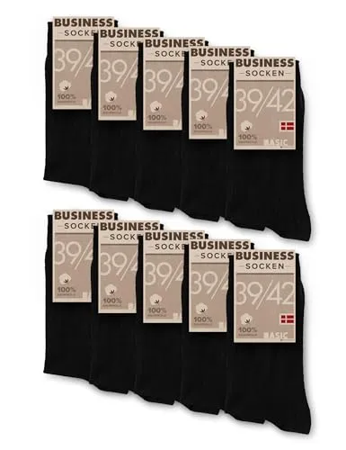 Basic Treasure 10 Paar 100% Baumwolle Socken Herren, Premium Baumwollesocken Herren Schwarz, Reine Baumwollsocken für Business und Alltag (DE/NL/SE/PL, Numerisch, 47, 49, Regular, Regular, Schwarz)