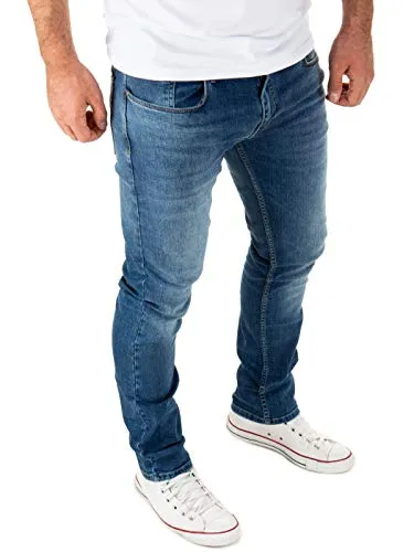 WOTEGA Justin Herren Jeans Slim Fit - Stretchjeans für Männer, Mittelblau (Blue Indigo 193928) - Moderne Slim Fit Jeans aus hochwertiger Baumwollmischung für maximalen Tragekomfort und vielseitige Stylingmöglichkeiten - ideal für jeden Anlass.