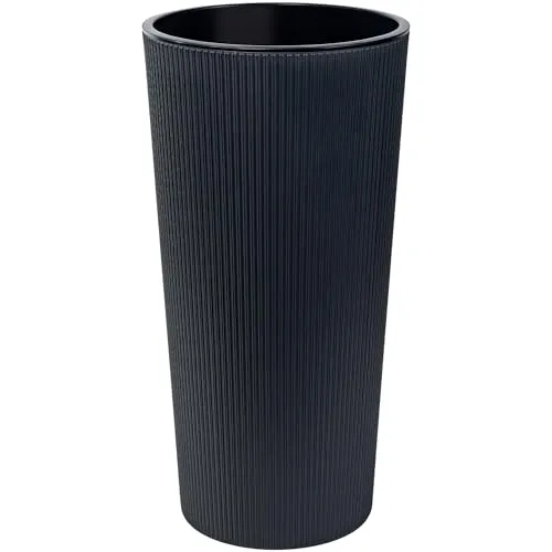KONZEPT Blumentopf mit Einsatz – 75 cm hoch, wetterfest & modern in Anthrazit - Stylischer Blumentopf für Garten, Balkon und Terrasse. Mit 30 Liter Volumen und modernem Design bietet er optimale Bedingungen für Ihre Pflanzen. Hergestellt aus 100 % recyceltem Kunststoff, robust und leicht zu reinigen.