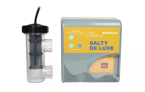 Steinbach Salty de Luxe P6 20 gr/h Salzelektrolyse - Wasserpflegeprodukt für Schwimmbäder, sorgt für eine effiziente Chlorproduktion und klares Wasser ohne chemische Zusätze.
