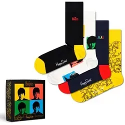 Happy Socks Socken Tagessocke Crew The Beatles Geschenkbox - 4 Paar - Sportsocken in limitierter Auflage mit einzigartigen Beatles-Designs, aus weicher Biobaumwolle für höchsten Tragekomfort und ein besonderes Geschenk für Musikliebhaber.
