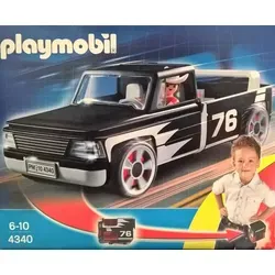 PLAYMOBIL® 4340 Click & Go PickUp - Schwarz - Praktischer Pick-Up zum Mitnehmen, zusammenklappbar und mit Gürtelclip. Ideal für Spielspaß unterwegs! Perfekt für kleine Abenteurer ab 6 Jahren.