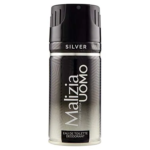 MALIZIA UOMO SILVER Deo EdT 150 ml - Herren Deo Spray mit langanhaltendem Duft, ideal für den täglichen Gebrauch und sorgt für ein frisches Gefühl den ganzen Tag.