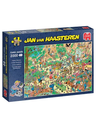 Jan van Haasteren - Flutterly Fabulous - Puzzle 2000 Teile - Spielen & Raten: Erleben Sie die verrückten Abenteuer der Familie Jan van Haasteren mit diesem nahtlosen 2000-Teile-Puzzle, hergestellt aus recyceltem Karton.