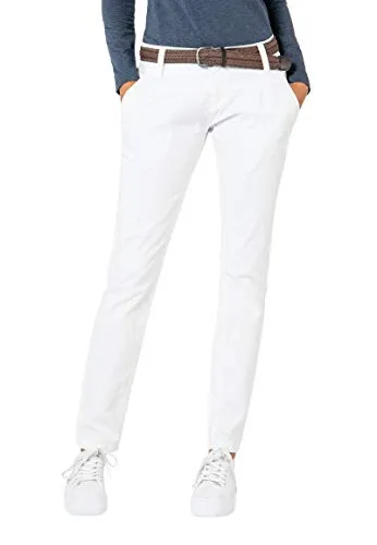 Urban Surface Damen Chino Stoff-Hose mit Flecht-Gürtel White L