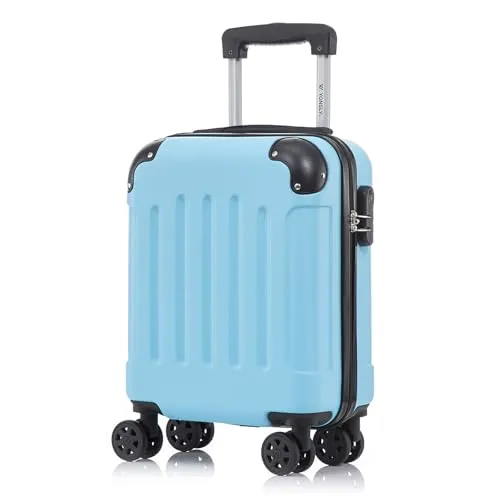 YONSLY Hartschalen Trolley Koffer mit 4 Rollen, Hellblau - Robuster und leichter Hartschalenreisekoffer mit 360°-Doppelrollen für mühelose Mobilität. Integriertes Sicherheitsschloss für sorgenfreies Reisen und ergonomischer Gummigriff für höchsten Komfort.