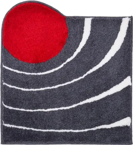 Grund COLANI Exklusiver Designer Badteppich 100% Polyacryl, ultra soft, rutschfest, ÖKO-TEX-zertifiziert, 5 Jahre Garantie, Colani 2, WC-Vorlage o.A. 60x60 cm, anthrazit