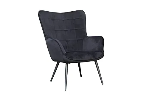 Sessel Uta, Schwarz, 72 cm Breite - Lounge Sessel in elegantem Schwarz mit hochwertigem Webstoff-Bezug und einer max. Belastbarkeit von 130 kg. Ideal für stilvolles Wohnen und entspannte Stunden.