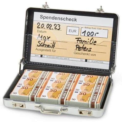 Darlena Mini Geldkoffer zum 50. Geburtstag – Lustiges Geldgeschenk - Origineller Mini Geldkoffer für witzige Geldgeschenke zum 50. Geburtstag. Mit authentischem Design und personalisierbarem Scheck sorgt er für Lacher und Freude. Ideal für Männer und Frauen!