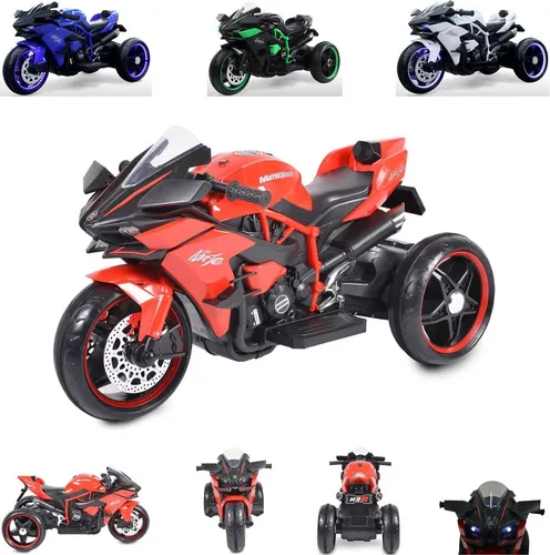 Moni Elektro-Kindermotorrad Ninja - Kinder Elektromotorrad in Rot - Elektro-Motorrad für Kinder ab 3 Jahren, mit LED-Beleuchtung und MP3-Funktion. Hohe Belastbarkeit bis 30 kg und ideal für sicheres Fahren im Freien.