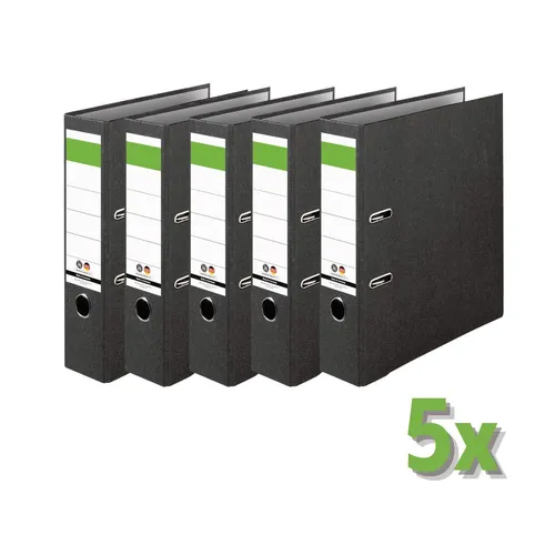 Original DINOR Ordner-Wolkenmarmor-Recycling - 10er Pack A4 schwarz - Ordner für DIN A4, Blauer Engel zertifiziert, mit hochwertiger Qualitätshebelmechanik und Kantenschutz, ideal für ein organisiertes Büro.