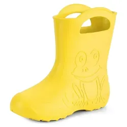 Ladeheid Damen federleichte Eva Gummistiefel LA-CA-09 (Gelb, 38/39 EU) - Gummistiefel für Damen mit fröhlichem Froschmotiv, extrem leicht und wasserdicht; ideal für alle Jahreszeiten und perfekt für Mütter und Kinder im Matching-Style.
