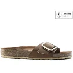 BIRKENSTOCK Damen Madrid Big Buckle Pantoletten - Cognac 1006525, 37 EU, aus hochwertigem Nubuck für optimalen Tragekomfort und stilvolles Design
