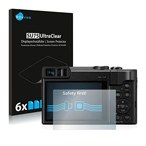 Savvies 6 Stück Schutzfolie für Panasonic Lumix DC-TZ91 Displayschutz-Folie Ultra-Transparent