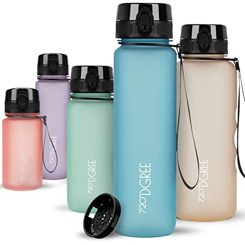 720°DGREE Trinkflasche 1l Sport “uberBottle“ softTouch +Sieb - BPA-Frei - Wasserflasche für Uni, Arbeit, Fitness, Fahrrad, Outdoor, Job - Sportflasche aus Tritan - Leicht, Stoßfest, Wiederverwendbar