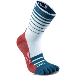 UYN Runner's Five Laufsocken Herren - Weiß, Blau, Größe 42 - 44 - Herrensocken mit innovativem Fünf-Zehen-Design für optimalen Sitz und Kontrolle beim Laufen. Belüftungssystem sorgt für frische Füße und idealen Temperaturausgleich.