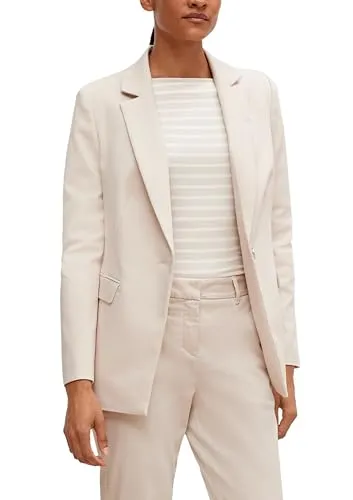 comma Taillierter Blazer aus Baumwollmix beige 38 - Eleganter Damenblazer aus hochwertigem Baumwollmix, antaillierte Passform und weich gefüttert, ideal für stilvolle Anlässe.