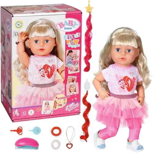 Baby Born Sister Style & Play (835401) - Puppe mit modischen Accessoires, fördert kreatives Spielen und Rollenspiele für kleine Mädchen.