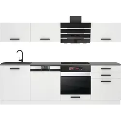 Belini Küchenzeile Küchenblock Linda - 240 cm Einbauküche mit Vollausstattung - Küchenzeile mit super-soft-touch Scharnieren und langlebigen Metallschubladen. Ideal für individuelle Anpassung und hohen Nutzungskomfort.