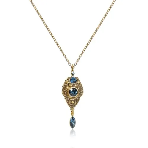 Nobel Jugendstil Kette Gold Blau - Damen Halskette SCHMUCK