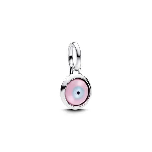 PANDORA ME Gravierbarer Evil Eye Murano-Glas Mini-Charm-Anhänger aus Sterling Silber, Kompatibel Moments, 793693C00