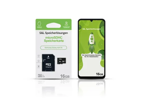 Tec-Expert microSD Karte S&L für Samsung Galaxy A34 5G Speicherkarte (16 GB, Class 10, microSDHC)