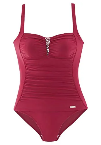Badeanzug LASCANA Damen, Gr. 38, Cup C, rot - Bademode mit edler Pailletten-Verzierung und Shaping-Effekt. Wattierte Cups für eine tolle Strandfigur und verstellbare Träger bieten optimalen Komfort.