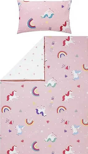 Erwin Müller Kinder-Wendebettwäsche Feinbiber rosa 100x135 cm - Wendebettwäsche mit buntem Tiermotiv, ideal für Kinder. Hergestellt aus 100% Baumwolle, sorgt sie für kuschelige Nächte und einen erholsamen Schlaf.