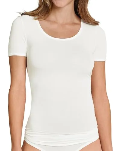 SCHIESSER Damen T-Shirt - Rundhals, Personal Fit, Basic, Stretch, Weiß 2XL - Unterhemden aus super elastischem Single Jersey, atmungsaktiv und temperaturausgleichend für höchsten Tragekomfort und optimale Bewegungsfreiheit.