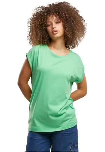Urban Classics Damen T-Shirt Ladies Extended Shoulder Tee, T-Shirt mit überschnittenen Schultern, aus Baumwolle, erhältlich in vielen Farben, Ghostgreen, XXL