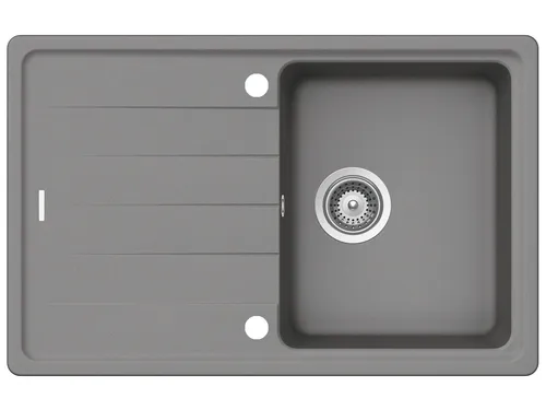 Schock Superb D-100S A Croma Granitspüle - Granitspüle Croma in Grau, reversibles Becken, ideal für Unterschränke ab 45 cm, mit 2 bereits gebohrten Hahnlöchern und Exzenterbetätigung. Maße: 78 x 50 cm.