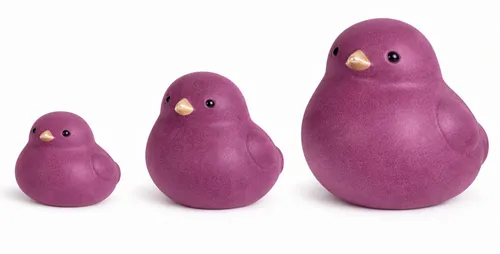 finehomegarden Dekofigur Keramik Vogel Dekofigur H12,5cm+ h18,5cm+H24cm Moderner Vogel (1 St), Dekovogel in brombeer – Wohnraum- & Tischdekoration 3Größen wählbar